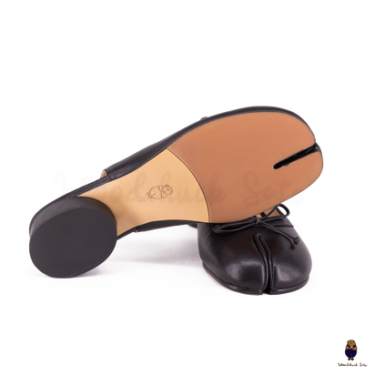 WoodChuckSato Black Tabi Split-Toe Sheep Leather Summer WoodChuckSato Black Tabi Split-Toe Sheep Leather Summer