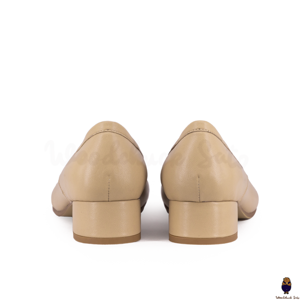 WoodChuckSato Mary Jane de piel de oveja con puntera dividida y tacón de 3 cm y lazo para mujer, color beige, tallas EU 35-45
