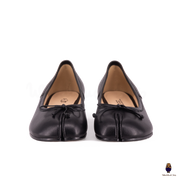 WoodChuckSato Mary Jane de piel de oveja con puntera dividida y tacón de 3 cm y lazo para mujer, color negro, tallas EU 35-45