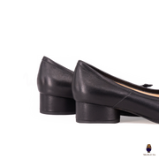 WoodChuckSato Mary Jane de piel de oveja con puntera dividida y tacón de 3 cm y lazo para mujer, color negro, tallas EU 35-45