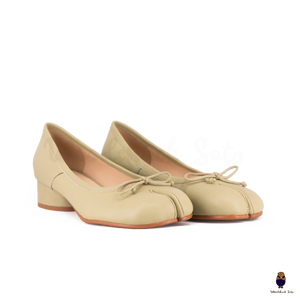 WoodChuckSato Women's Green Tabi Split-Toe Sheep Leather Mary Jane Shoes with 3cm Heel & Bow Sizes EU 35-45