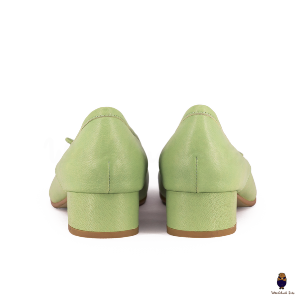 WoodChuckSato Women's Green Tabi Split-Toe Sheep Leather Mary Jane Shoes with 3cm Heel & Bow Sizes EU 35-45