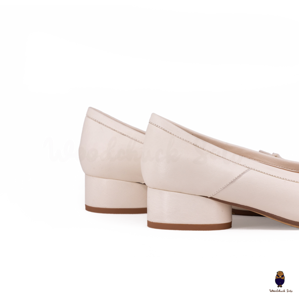 WoodChuckSato Tabi Bianco da Donna in Pelle di Pecora Mary Jane con Punta Divisa con Tacco e Fiocco da 3 cm Taglie EU 35-45