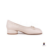 WoodChuckSato Women's White Tabi Split-Toe Sheep Leather Mary Jane Shoes with 3cm Heel & Bow Sizes EU 35-45