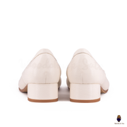 WoodChuckSato Women's White Tabi Split-Toe Sheep Leather Mary Jane Shoes with 3cm Heel & Bow Sizes EU 35-45