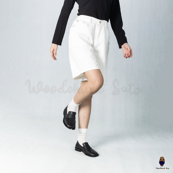 WoodchuckSato Black Matte Cow Leather with Penny Strap Tabi Loafers