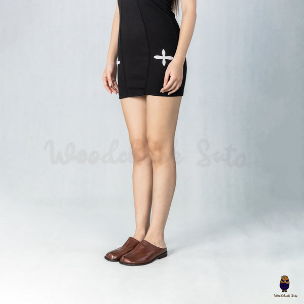 WoodchuckSato Chestnut Brown Horse Leather Tabi Mules