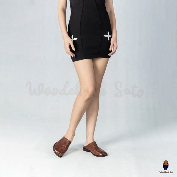 WoodchuckSato Chestnut Brown Horse Leather Tabi Mules