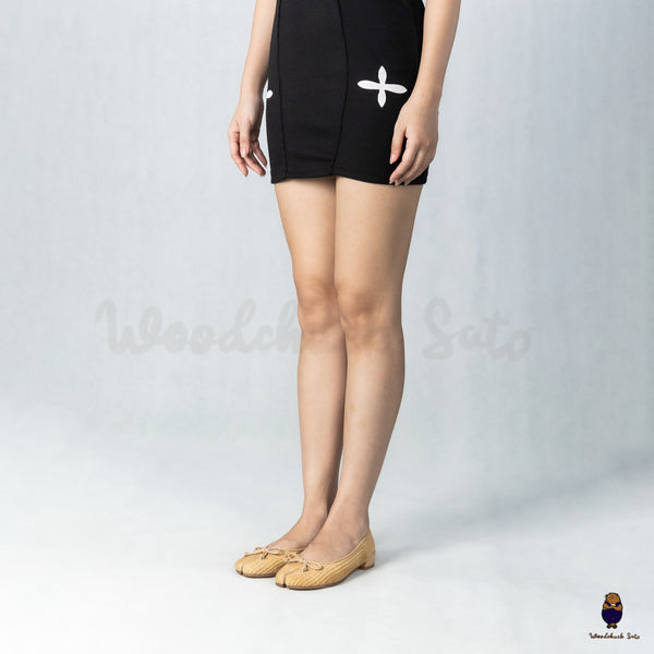 WoodchuckSato Nude PP Straw Woven Tabi Flats with Bow