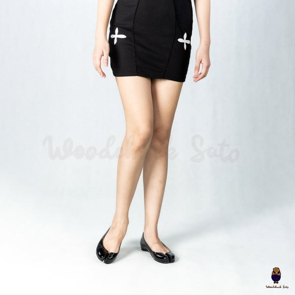 WoodchuckSato Black Patent Cow Leather Tabi Ballet Flats