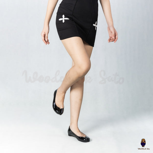 WoodchuckSato Black Patent Cow Leather Tabi Ballet Flats