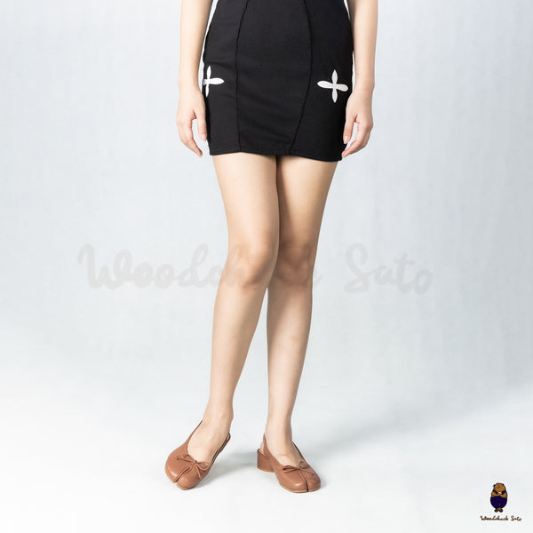 WoodchuckSato Brown Sheep Leather Slingback Tabi Bow Pumps with Elastic Band