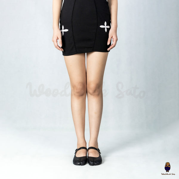 WoodchuckSato Black Cow Leather Tabi Mary Jane Heels with Strap