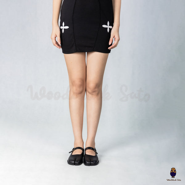 WoodchuckSato Black Classic Cow Leather Tabi Mary Jane Shoes with Strap