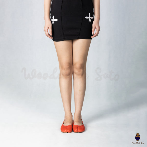 WoodchuckSato Red Sheep Leather Split-Toe Ballet Flats