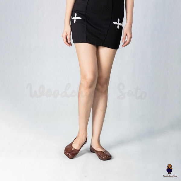 WoodchuckSato Mahogany Brown Horse Leather Tabi Ballet Flats