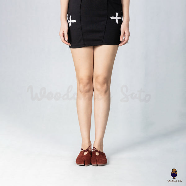 Woodchuck Sato Wine Red Suede Tabi Mules Split-Toe Flats with Bow