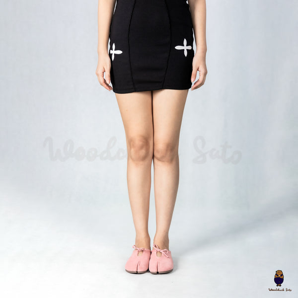 Woodchuck Sato Dusty Pink Suede Tabi Mules Split-Toe Flats with Bow