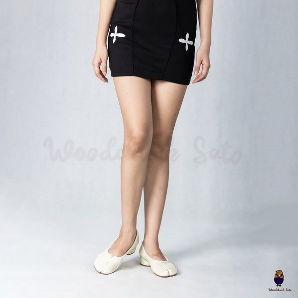 WoodChuckSato Lvory Tabi Split-Toe Knife-Cut Cowhide Mary Jane Shoes with 3cm Heel & Ruched