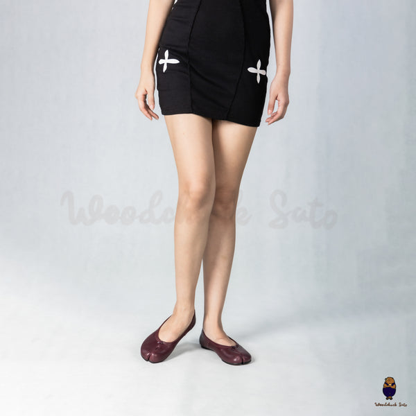 WoodchuckSato Burgundy Leather Tabi Ballet Flats