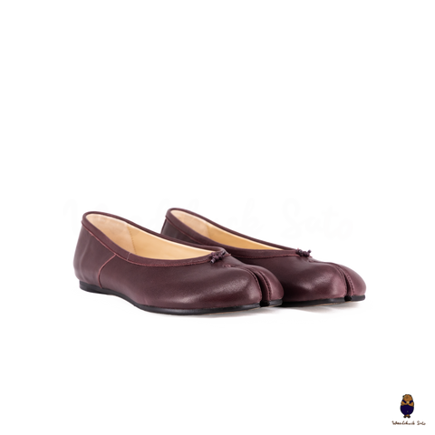 Woodchuck Sato Vintage Burgundy Leather Tabi Ballet Flats