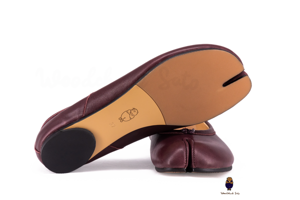 Woodchuck Sato Vintage Burgundy Leather Tabi Ballet Flats