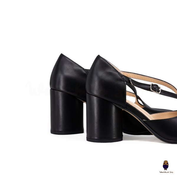Woodchuck Sato Black Leather Tabi Mary Jane Heels (6cm)