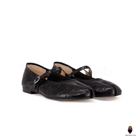 Woodchuck Sato Classic Black Leather Tabi Mary Jane Flats