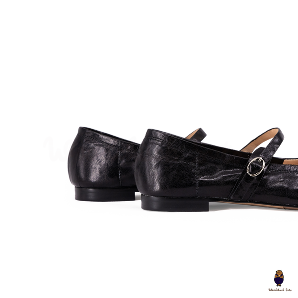 WoodchuckSato Classic Black Leather Tabi Mary Jane Flats