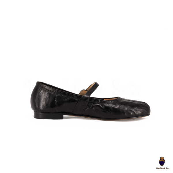 WoodchuckSato Classic Black Leather Tabi Mary Jane Flats
