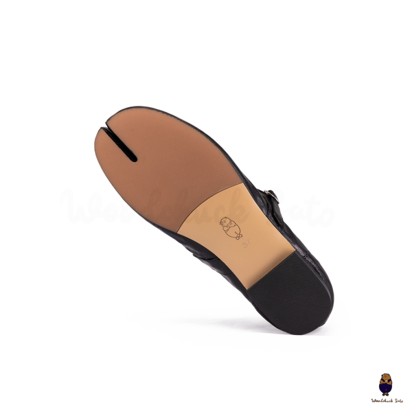WoodchuckSato Classic Black Leather Tabi Mary Jane Flats
