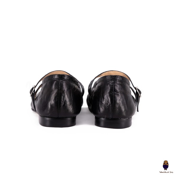 WoodchuckSato Classic Black Leather Tabi Mary Jane Flats