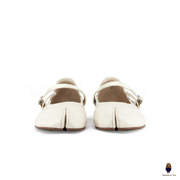 Woodchuck Sato Classic Cream Leather Tabi Mary Jane Flats