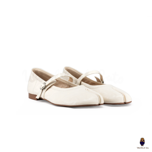 WoodchuckSato Classic Cream Leather Tabi Mary Jane Flats