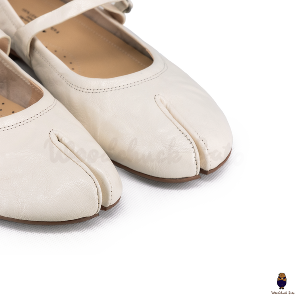 Woodchuck Sato Classic Cream Leather Tabi Mary Jane Flats