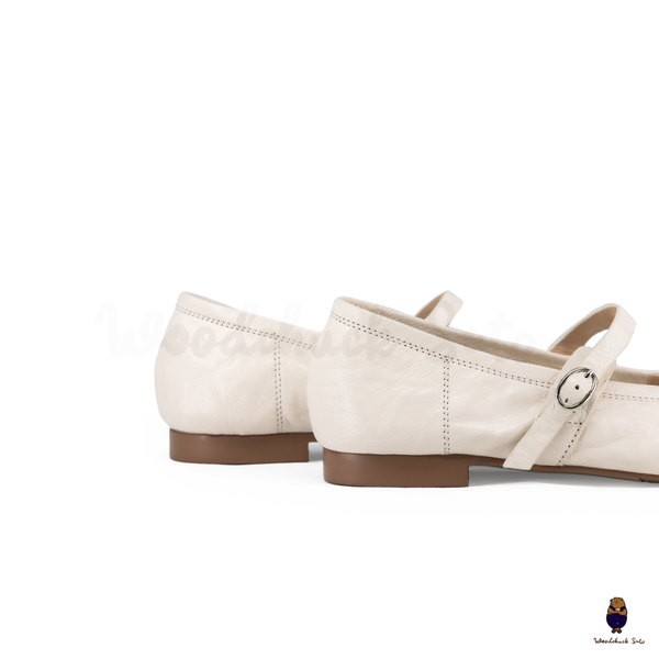 Woodchuck Sato Classic Cream Leather Tabi Mary Jane Flats