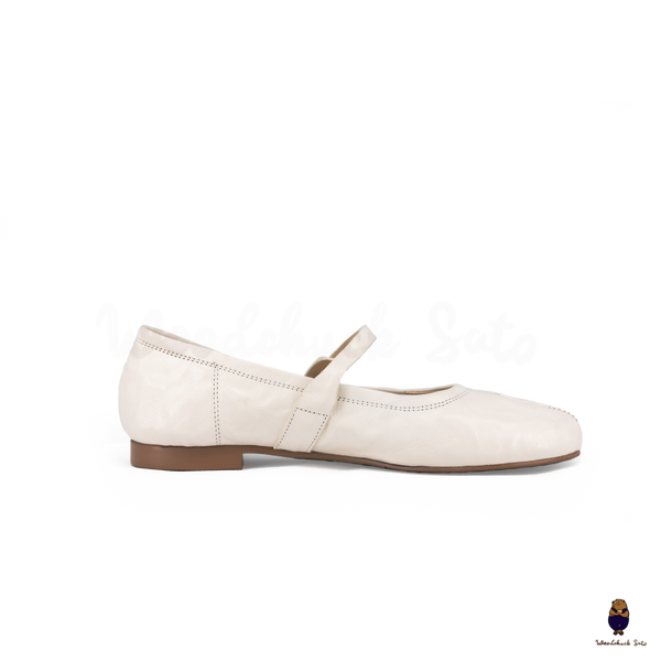 Woodchuck Sato Classic Cream Leather Tabi Mary Jane Flats