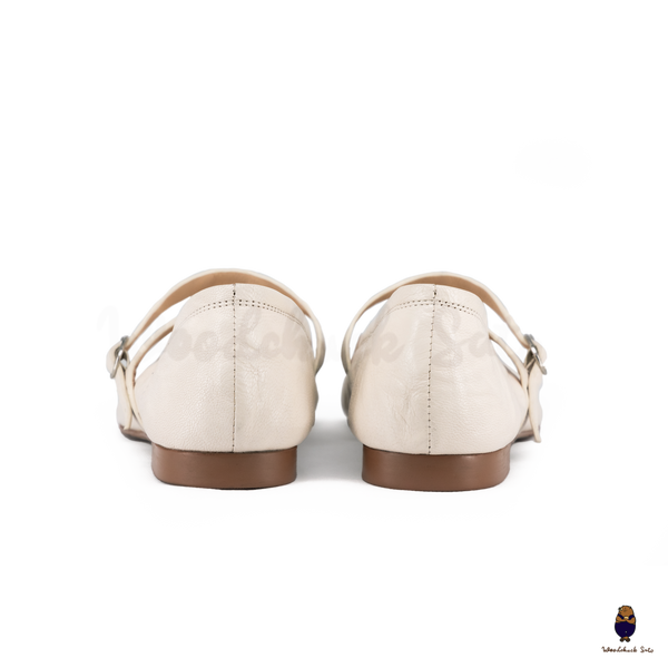 Woodchuck Sato Classic Cream Leather Tabi Mary Jane Flats