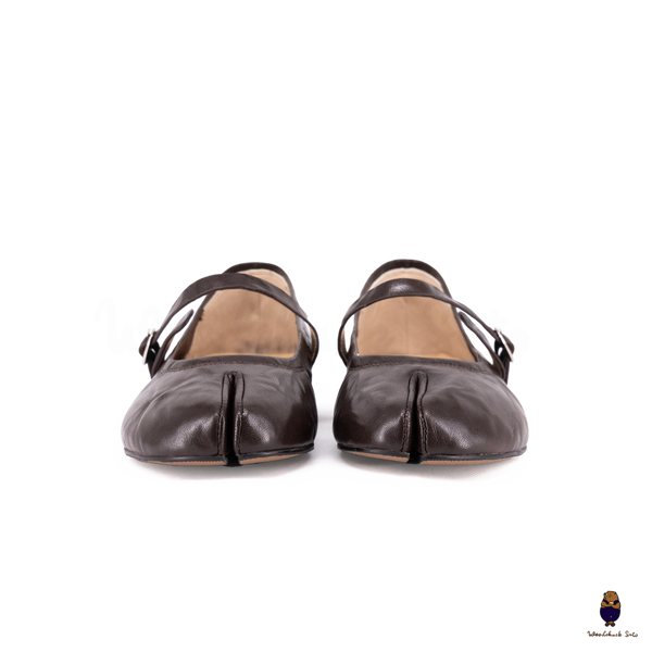 Woodchuck Sato Vintage Brown Leather Tabi Mary Jane Flats