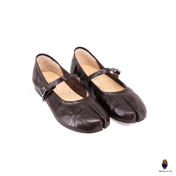 Woodchuck Sato Vintage Brown Leather Tabi Mary Jane Flats
