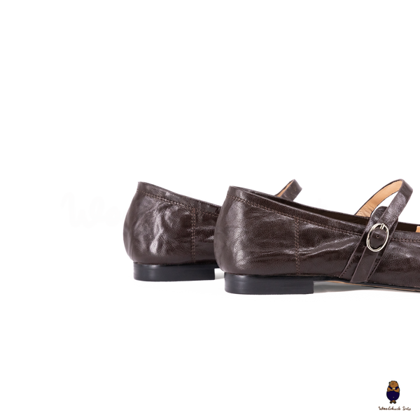 Woodchuck Sato Vintage Brown Leather Tabi Mary Jane Flats