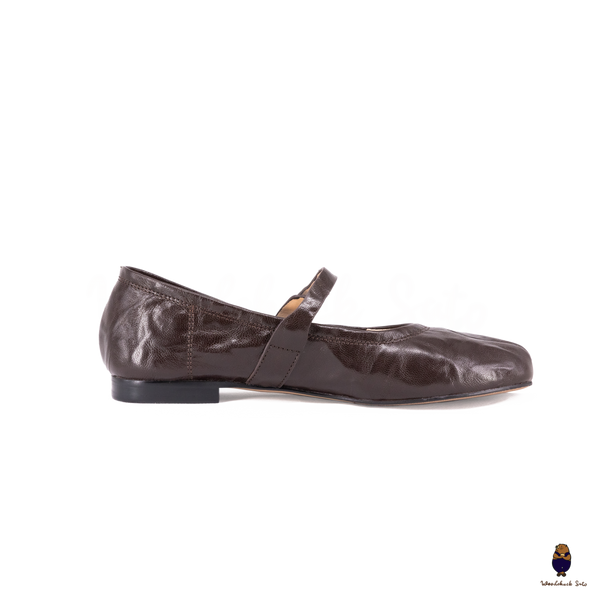 Woodchuck Sato Vintage Brown Leather Tabi Mary Jane Flats
