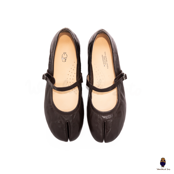 Woodchuck Sato Vintage Brown Leather Tabi Mary Jane Flats