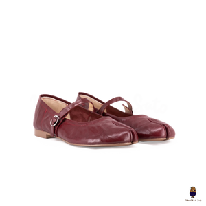 WoodchuckSato Burgundy Vintage Lace-Up Tabi Mary Janes