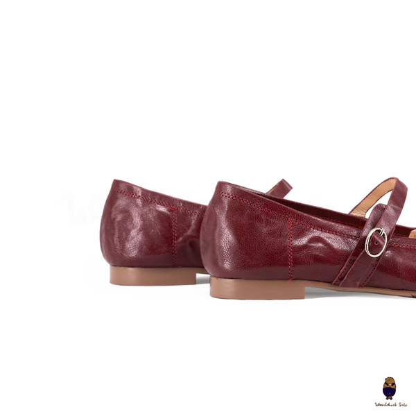 WoodchuckSato Burgundy Vintage Lace-Up Tabi Mary Janes
