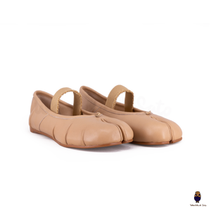 WoodChuckSato Ballerine da Uomo in Pelle Beige Tabi con Punta Divisa in Pelle "Invecchiata" con Fascia Elastica Taglie EU 35-45