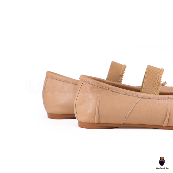 WoodChuckSato Ballerine da Uomo in Pelle Beige Tabi con Punta Divisa in Pelle "Invecchiata" con Fascia Elastica Taglie EU 35-45