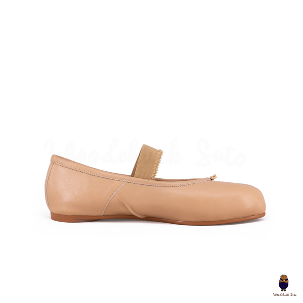WoodChuckSato Ballerine da Uomo in Pelle Beige Tabi con Punta Divisa in Pelle "Invecchiata" con Fascia Elastica Taglie EU 35-45