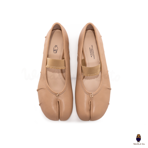 WoodChuckSato Ballerine da Uomo in Pelle Beige Tabi con Punta Divisa in Pelle "Invecchiata" con Fascia Elastica Taglie EU 35-45