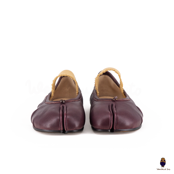 WoodChuckSato Ballerine da Uomo in Pelle "Invecchiata" Tabi Bordeaux con Punta Divisa con Fascia Elastica Taglie EU 35-45